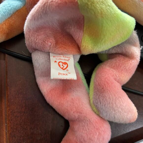 TY Beanie Buddies Peace Bear Beanie Baby 9in Tie Dye Retired 1996 Plush NEW - Picture 4 of 8